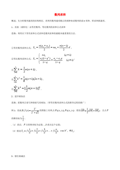 (整理版)数列求和