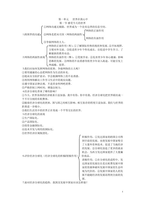 思想品德(政治)九年级(初三)期末复习资料