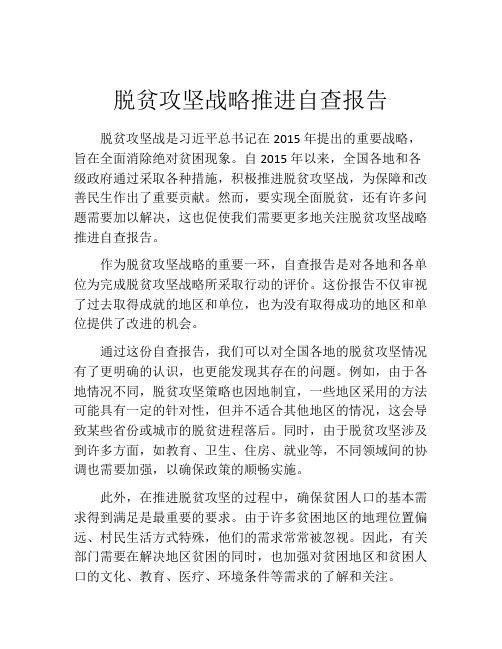 脱贫攻坚战略推进自查报告