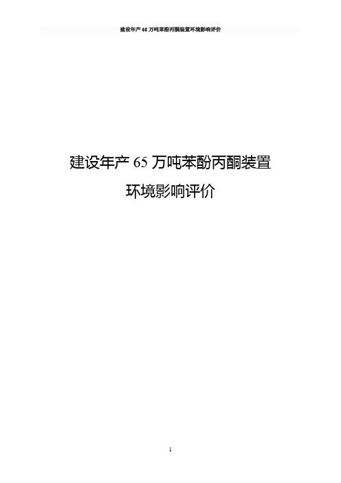 建设年产65万吨苯酚丙酮装置环境影响评价