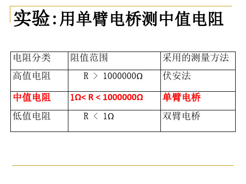 实验用单臂电桥测中值电阻