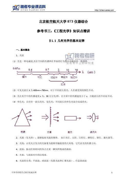 北京航空航天大学873仪器综合 《工程光学》笔记