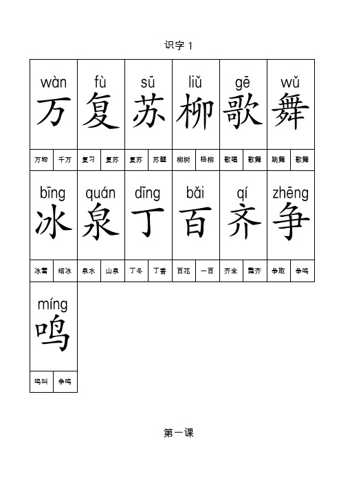 【精品】人教版小学语文一年级下册生字表一(带拼音)可做生字卡