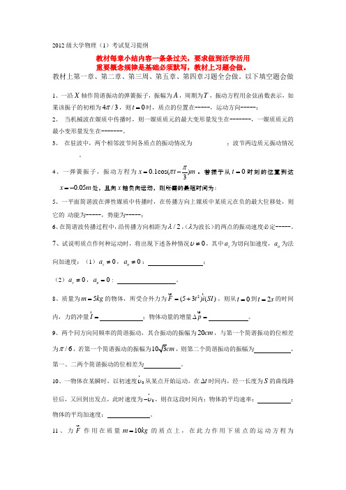 大学物理1复习提纲