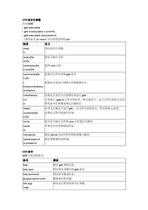 GDB 命令行参数