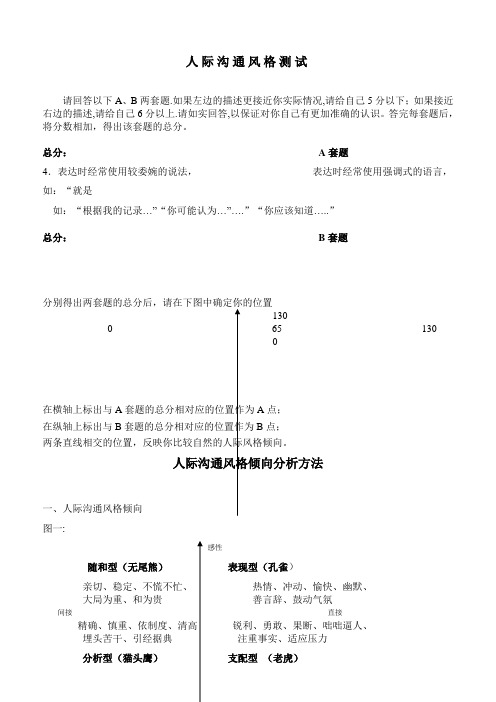 人际风格类型测试及答案(打印1、2页)