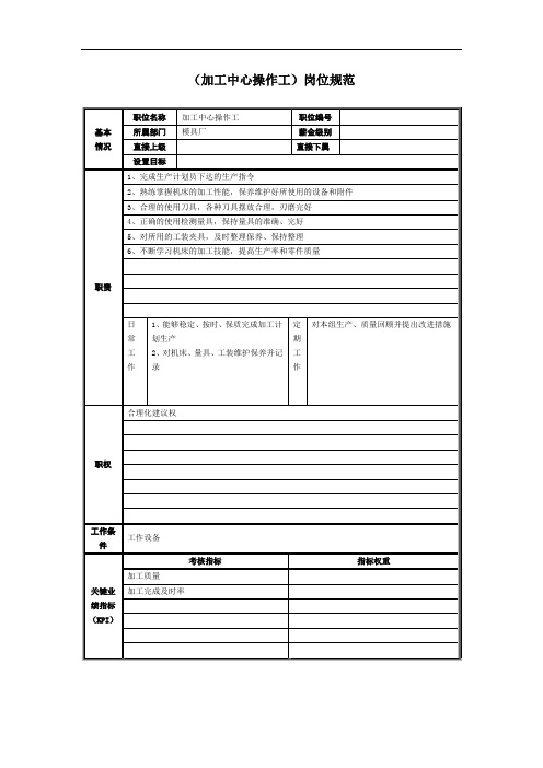 加工中心操作工岗位规范