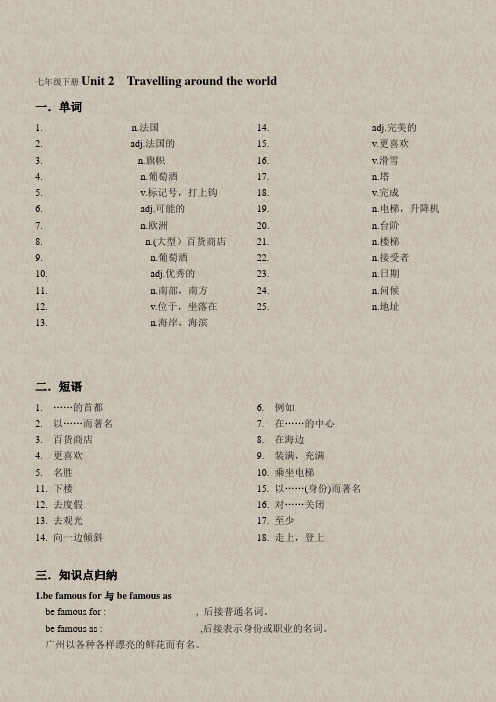 广州牛津版七年级下册unit2知识点总结