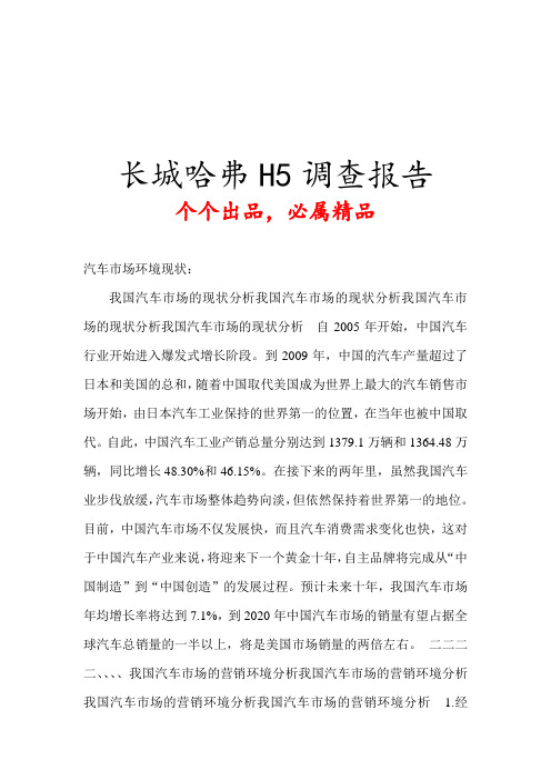 长城哈弗H5调查报告