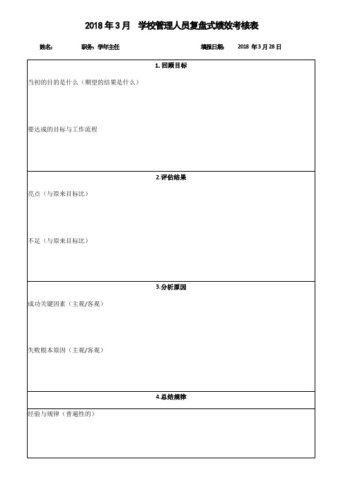 学校管理人员复盘绩效考核表