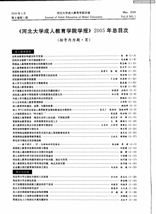 《河北大学成人教育学院学报》2005年总目次