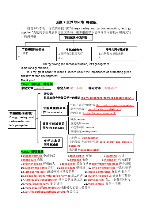 中考写作话题 世界与环境(含答案)