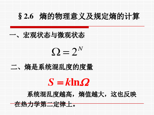 第6节 熵的物理意义及规定熵的计算