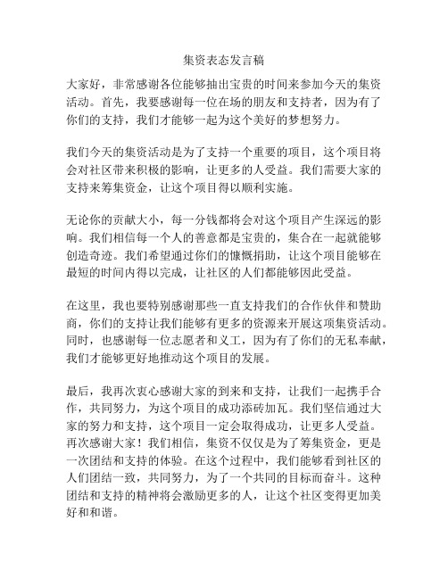 集资表态发言稿