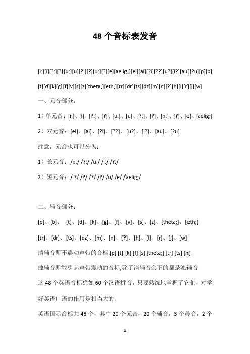 48个音标表发音