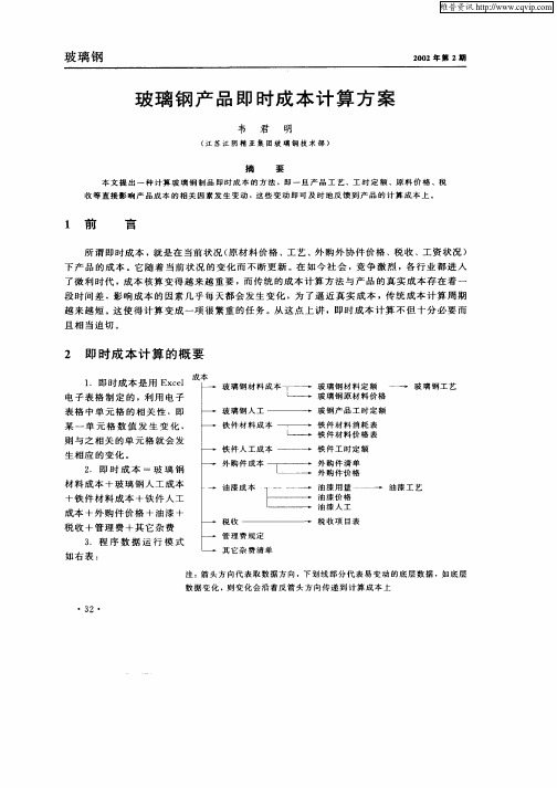 玻璃钢产品即时成本计算方案