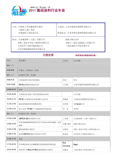 2011 氟硅涂料行业年会