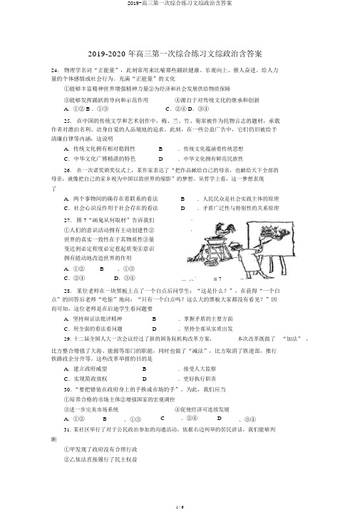 2019-高三第一次综合练习文综政治含答案