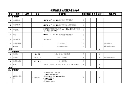 监控及报警报价清单