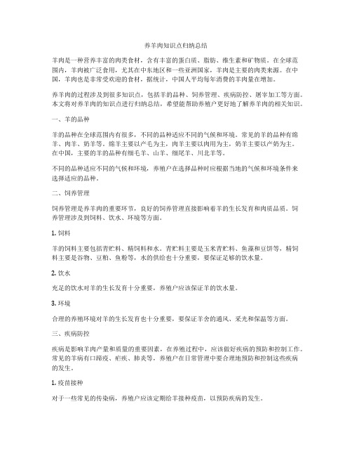 养羊肉知识点归纳总结