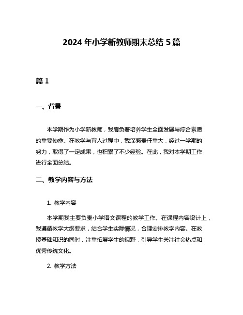 2024年小学新教师期末总结5篇