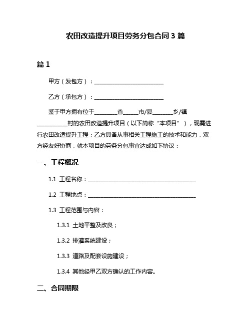 农田改造提升项目劳务分包合同3篇