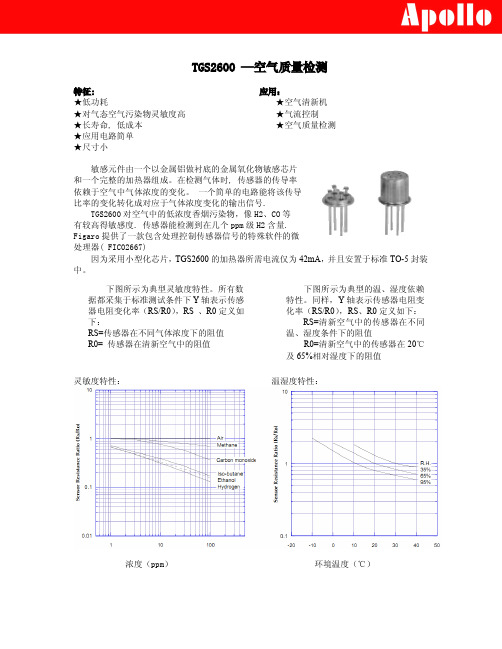 空气质量传感器(异味传感器)TGS2600应用资料