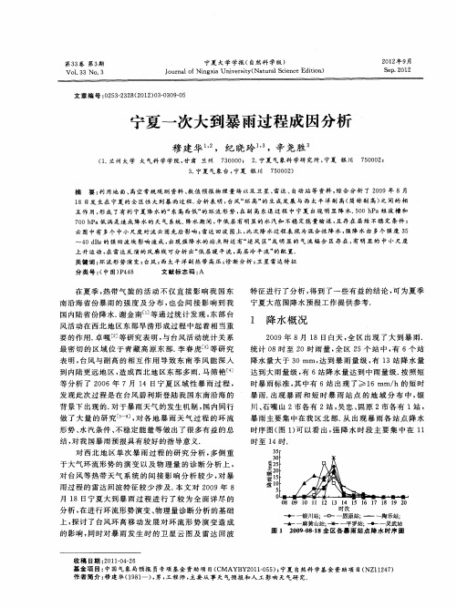 宁夏一次大到暴雨过程成因分析