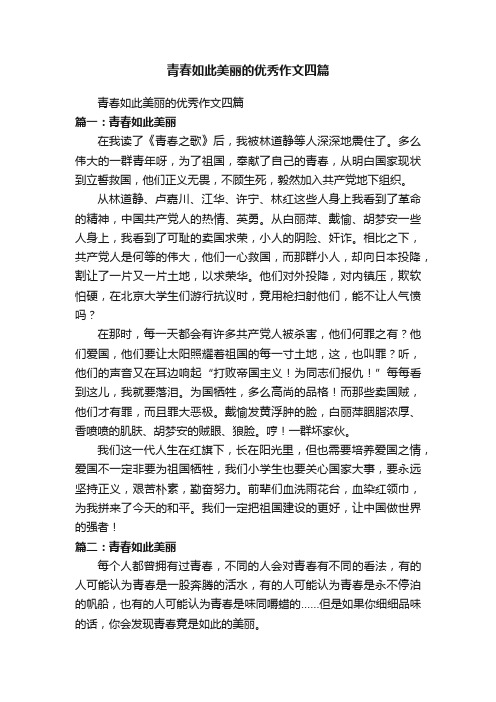 青春如此美丽的优秀作文四篇