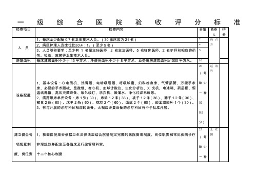 一年级综合医院验收