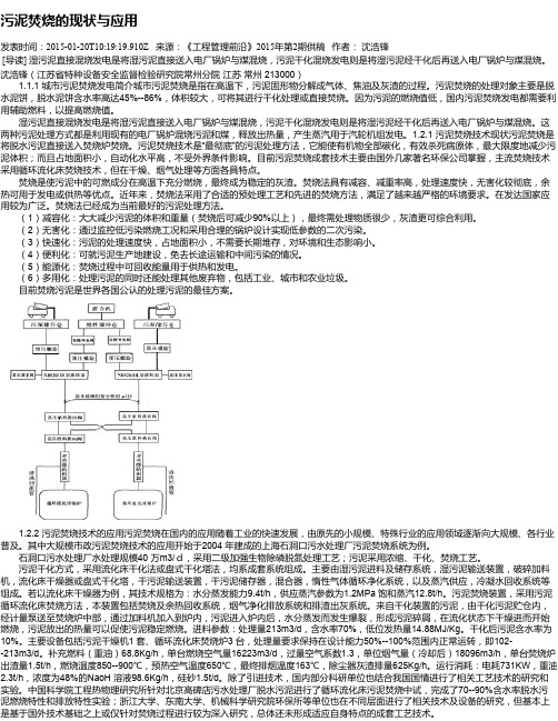 污泥焚烧的现状与应用