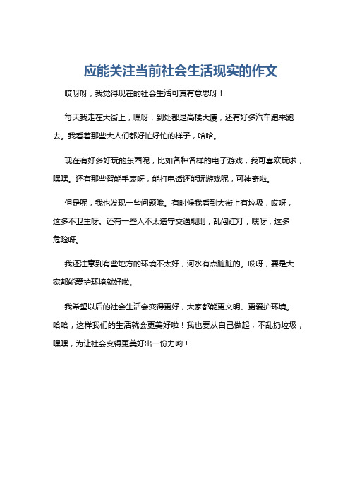 应能关注当前社会生活现实的作文