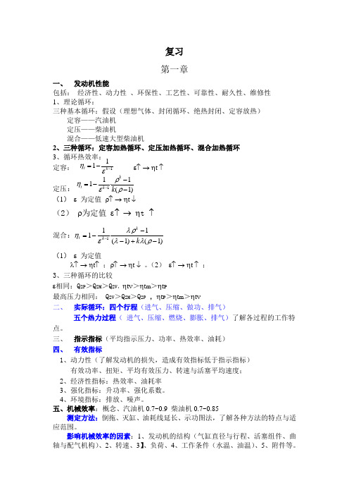 汽车拖拉机发动机复习要点