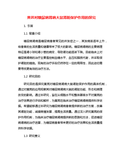 黄芪对糖尿病肾病大鼠肾脏保护作用的探究