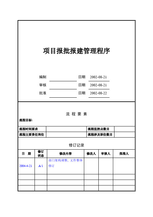 万科地产-项目报批报建管理程序