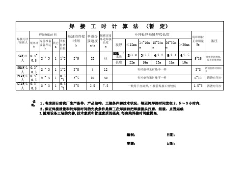 焊接工时计算表