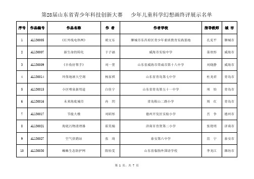 少年儿童科学幻想画终评展示名单