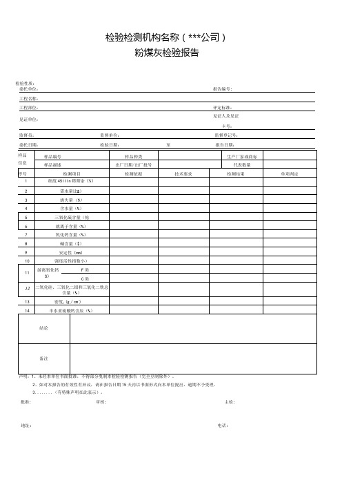 粉煤灰检验报告