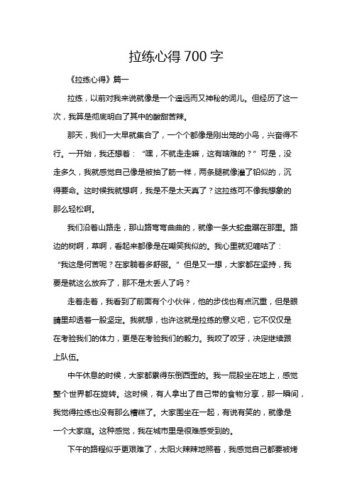 拉练心得700字