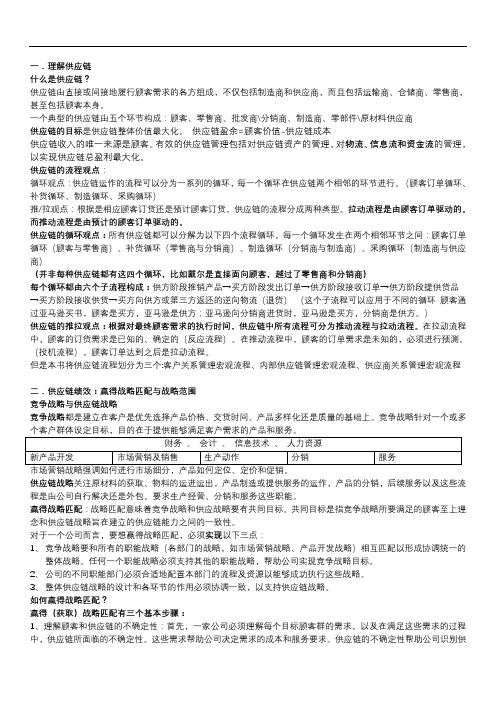 供应链管理复习知识点