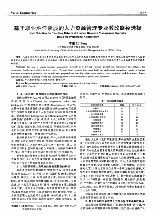 基于职业胜任素质的人力资源管理专业教改路径选择