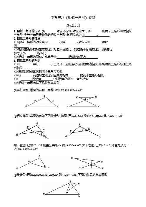 中考复习《相似三角形》专题