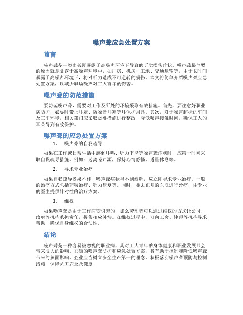 噪声聋应急处置方案