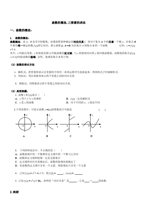 函数的概念-三要素的求法(整理版)