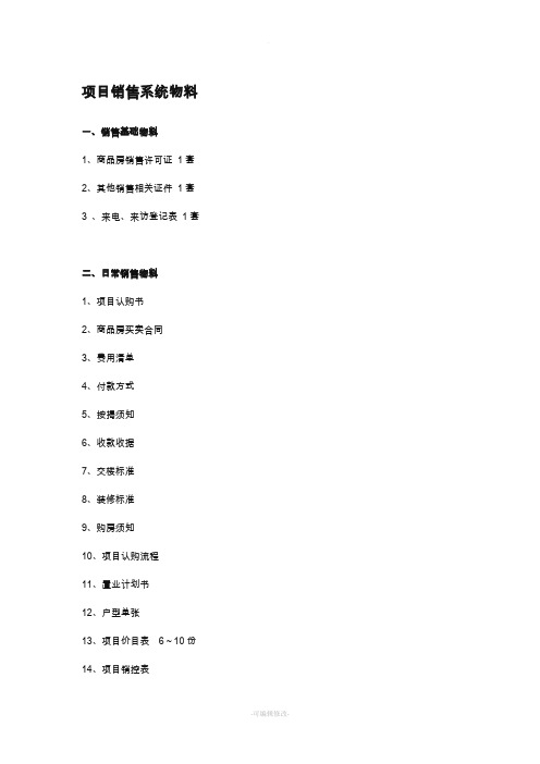 房地产新项目入市物料清单