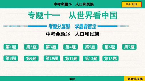 2024年中考地理总复习考点培优专题十一从世界看中国命题26人口和民族