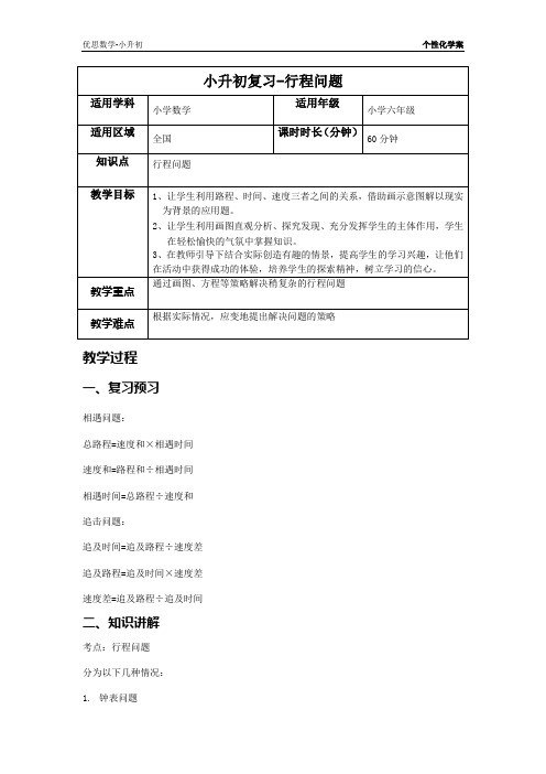 小升初复习-行程问题学案2