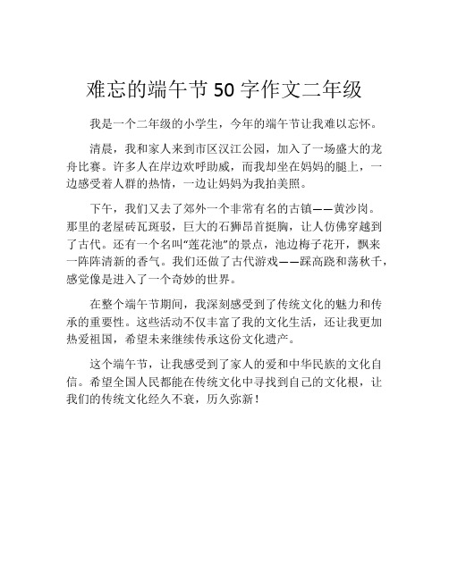 难忘的端午节50字作文二年级