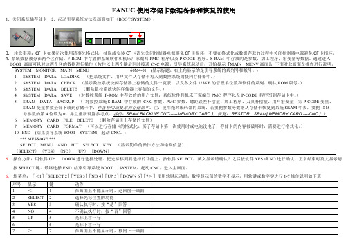 【VIP专享】FANUC使用存储卡数据备份和恢复的使用