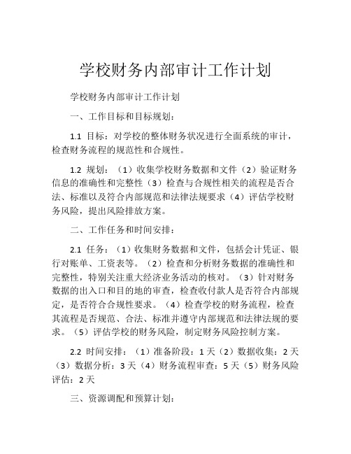 学校财务内部审计工作计划